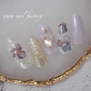ミディアム カラー ネイル 赤羽 aura 深爪矯正 自爪育成のネイルデザイン