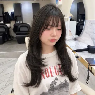 ロング aku🩷韓国ヘア 暖色カラー🎀のヘアスタイル