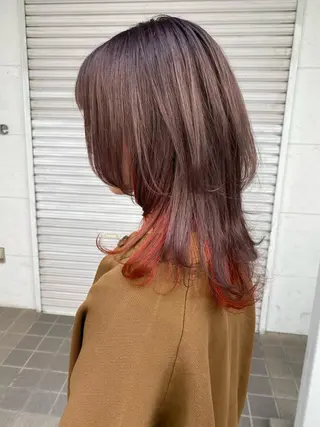 ミディアム カラー ヘアアレンジ lani ブリーチ /ダブルカラーのヘアスタイル