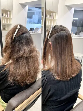 セミロング カラー パーマ 生艶髪&レイヤー🔔 渋谷お薦めNo.1✨のヘアスタイル