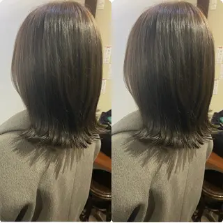 ミディアム 切っぱなし💇‍♀️ イヤリング🎨龍之介のヘアスタイル