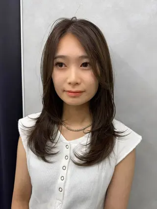 セミロング カラー 透明感カラー ボブ ミディアム 齊木勇人のヘアスタイル