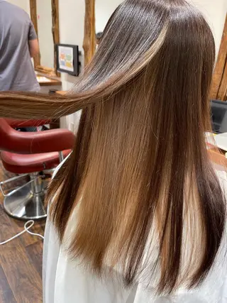 ロング カラー 縮毛髪質改善カケル 透明感カラー✨のヘアスタイル