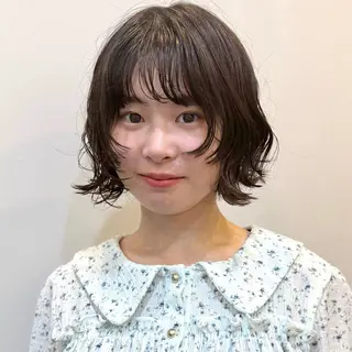 ミディアム パーマ 艶ブリーチカラー✨ ボブレイヤーSakiのヘアスタイル