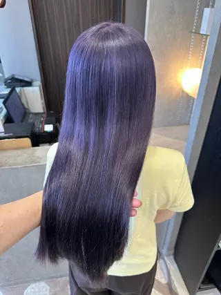 セミロング カラー 天神暖色カラー レイヤー・髪質改善のヘアスタイル