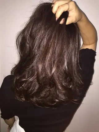 ミディアム セミロング カラー パーマ 若杉 諒のヘアスタイル