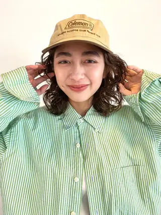 セミロング カラー パーマ ヘアアレンジ メンズ キッズ パーマスタイル🔅 sayacaのヘアスタイル