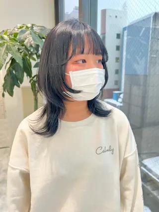ミディアム カラー パーマ ヘアアレンジ メンズ キッズ ネイル マツエク・マツパ アイブロウ KANAMI 🌏のヘアスタイル