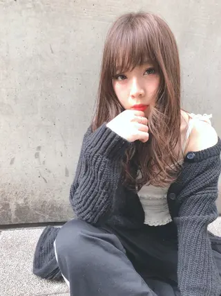 セミロング カラー 髪質改善 中川 翔のヘアスタイル