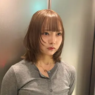 ミディアム カラー 柔め透明感血色カラー 暖色/レイヤー/ゆいのヘアスタイル