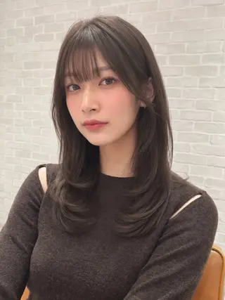 セミロング カラー 【韓国ヘア×透明感 カラー】笹谷 莉未のヘアスタイル