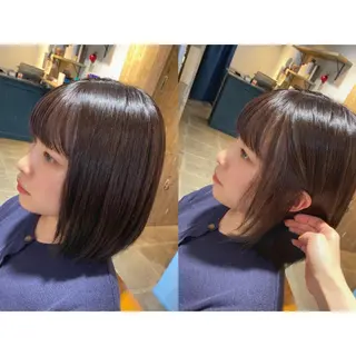 カラー 🩵盛れる顔周り/ 艶カラーemi🩵のヘアスタイル