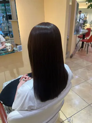 セミロング カラー パーマ 最高の髪質改善🩵 艶カラー 惠美のヘアスタイル