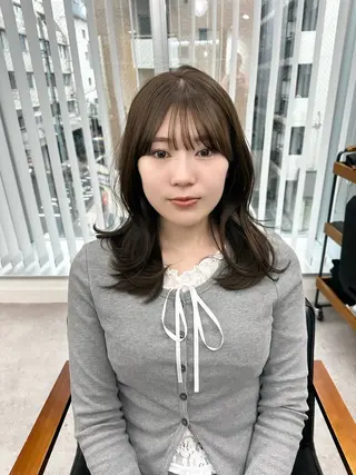 セミロング カラー パーマ ヘアアレンジ メンズ キッズ レイヤーカット/ 巻ける縮毛矯正のヘアスタイル