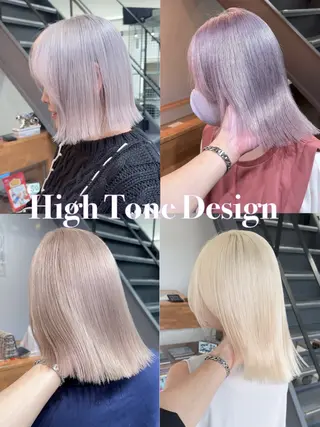 ミディアム カラー ヘアアレンジ ハイトーンカラー🌈 メンズパーマ鈴木康平のヘアスタイル