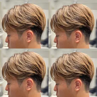 ショート カラー メンズ ブリ—チ🌈カラ— 🌀パ—マ🌿ちえのヘアスタイル