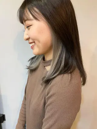 ミディアム カラー パーマ ヘアアレンジ メンズ キッズ ネイル マツエク・マツパ インナーカラー/ KANAのヘアスタイル
