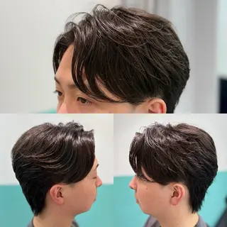 ミディアム パーマ メンズ メンズカットフェード パーマ/前山竜貴のヘアスタイル