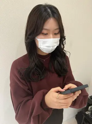 セミロング カラー 外国人対応 佐久間のヘアスタイル