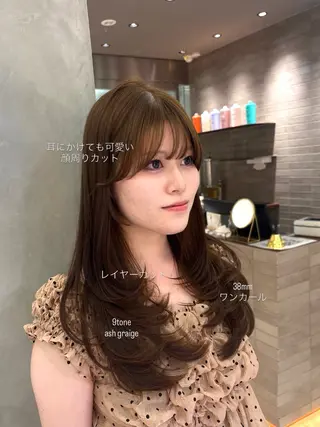 セミロング カラー 透明感カラー🪞 Yu🫧銀座🩶のヘアスタイル