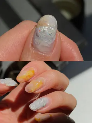 ネイル なんば堀江/育爪施術 ニュアンス✻Kaphのネイルデザイン