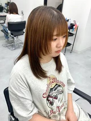 セミロング レイヤー ハイトーン 暖色⭐︎KANAKOのヘアスタイル