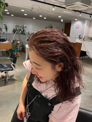 セミロング カラー パーマ うる艶カラー/恵比寿 ベージュ/丸山陽平のヘアスタイル