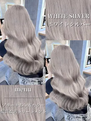 ロング カラー パーマ ヘアアレンジ 透明感ブリーチカラー 🌈TOMOHIROのヘアスタイル