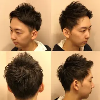 ショート メンズカットフェード パーマ/前山竜貴のヘアスタイル