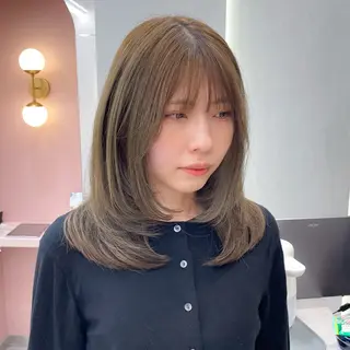 セミロング カラー 縮毛矯正/ストンボブ Wカラー💎ヒデジのヘアスタイル