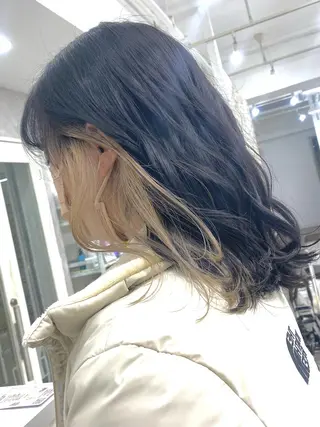 セミロング カラー 脱!黒髪 ダブルカラー【上野】のヘアスタイル