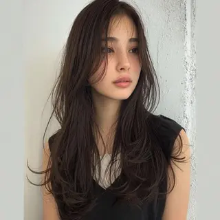 ロング 韓国レイヤーカット✨ 縮毛矯正　原田 優作のヘアスタイル