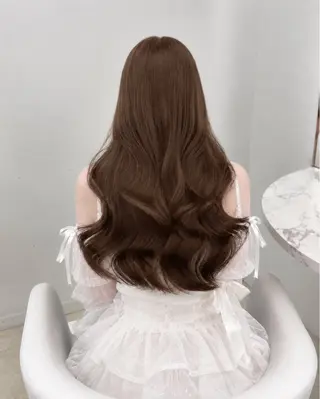 ロング カラー miyuu/ベージュ ブリーチなしWカラーのヘアスタイル