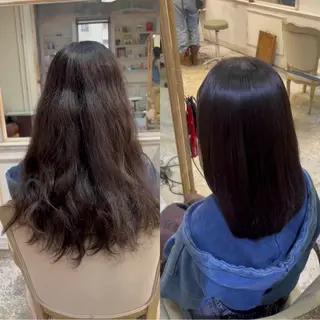 セミロング 美髪矯正 透明感 カラー⭐️ユウキのヘアスタイル