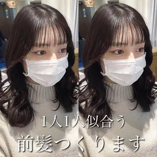 ミディアム カラー 木屋元一/縮毛矯正 /前髪/レイヤーのヘアスタイル