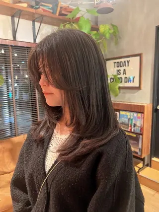 セミロング カラー 似合わせカット✂︎ 艶カラー・*:湊七海のヘアスタイル
