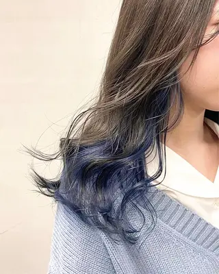 セミロング カラー ハル🌸柔色/ ブリーチなし/艶髪のヘアスタイル
