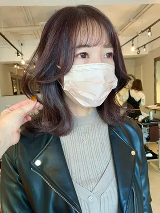 ミディアム カラー 透明感カラー✂︎ /縮毛矯正/YUKAのヘアスタイル
