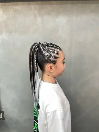 ヘアアレンジ キッズ エクステ/コーンロウ KURUMI⛓️🔥のヘアスタイル