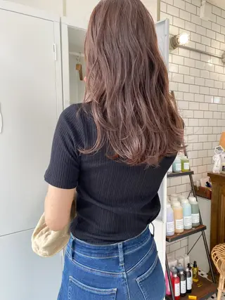 ロング カラー 顔周りレイヤーカット ブリーチminamiのヘアスタイル