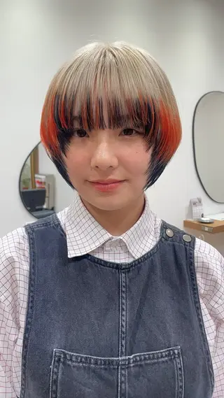 ショート 矯正パーマ、ベージュ ボブカット🫧のヘアスタイル