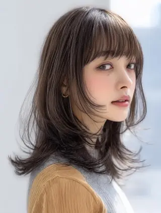 セミロング 絶対可愛い🍎透明感 カラーあります✨蕾祁のヘアスタイル