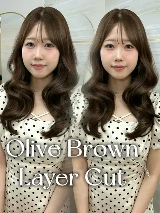 セミロング カラー 🦋高瀬寛菜🦋 韓国レイヤーのヘアスタイル