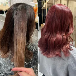 セミロング カラー 髪質改善&艶カラー/ ほんだあみ (♡)のヘアスタイル