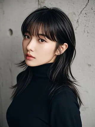 セミロング ウルフカット 811 大阪梅田 ウルフのヘアスタイル