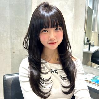 ロング カラー ブリーチなし透明感 カラー🤍ྀིきららのヘアスタイル