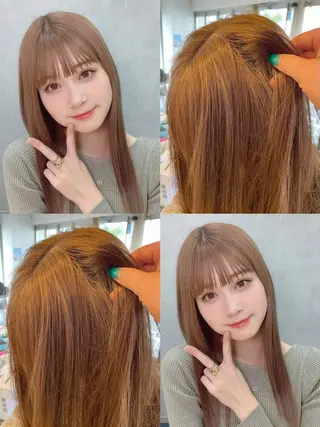 セミロング カラー 🤎韓国ヘア ベージュ まゆか🤎のヘアスタイル