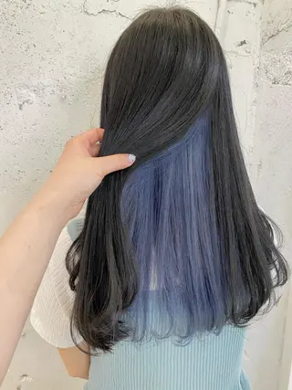 ロング カラー 天神最安値エクステ カラーレイヤーカットのヘアスタイル