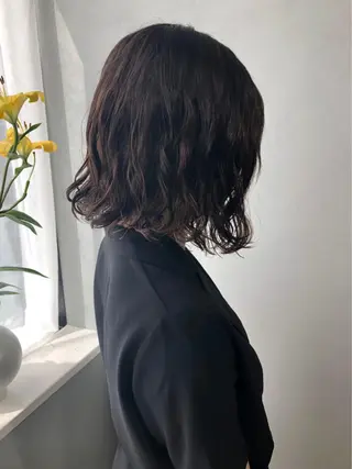 ミディアム カラー パーマ ボブパーマコテ巻き風 パーマNo1深江秀平のヘアスタイル