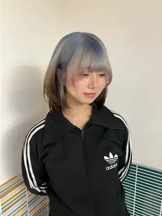 ミディアム カラー ヘアアレンジ ハイトーン/縮毛矯正 /梅田/みほのヘアスタイル